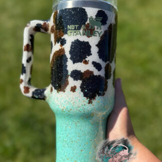 40oz Turquoise Cow Print
