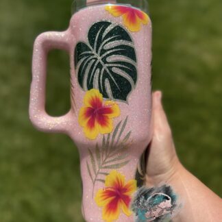40oz Handpainted Hibiscus Peekaboo
